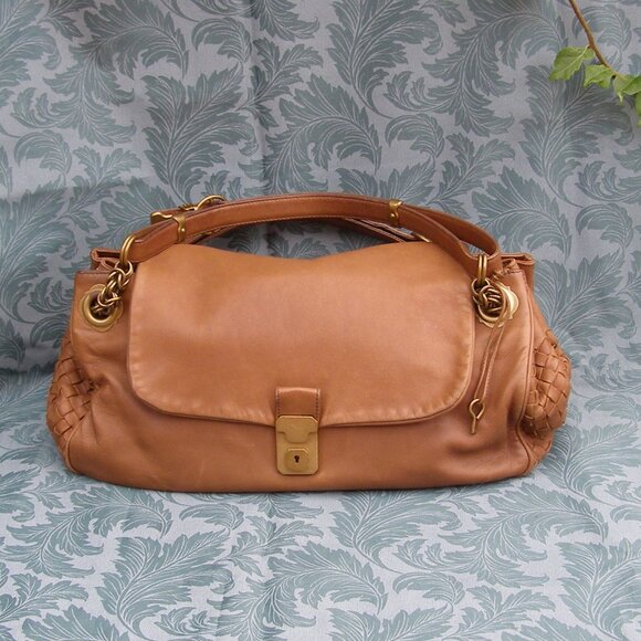 Bottega Veneta Intrecciato Cognac Leather Shoulder Bag - Picture 3 of 16